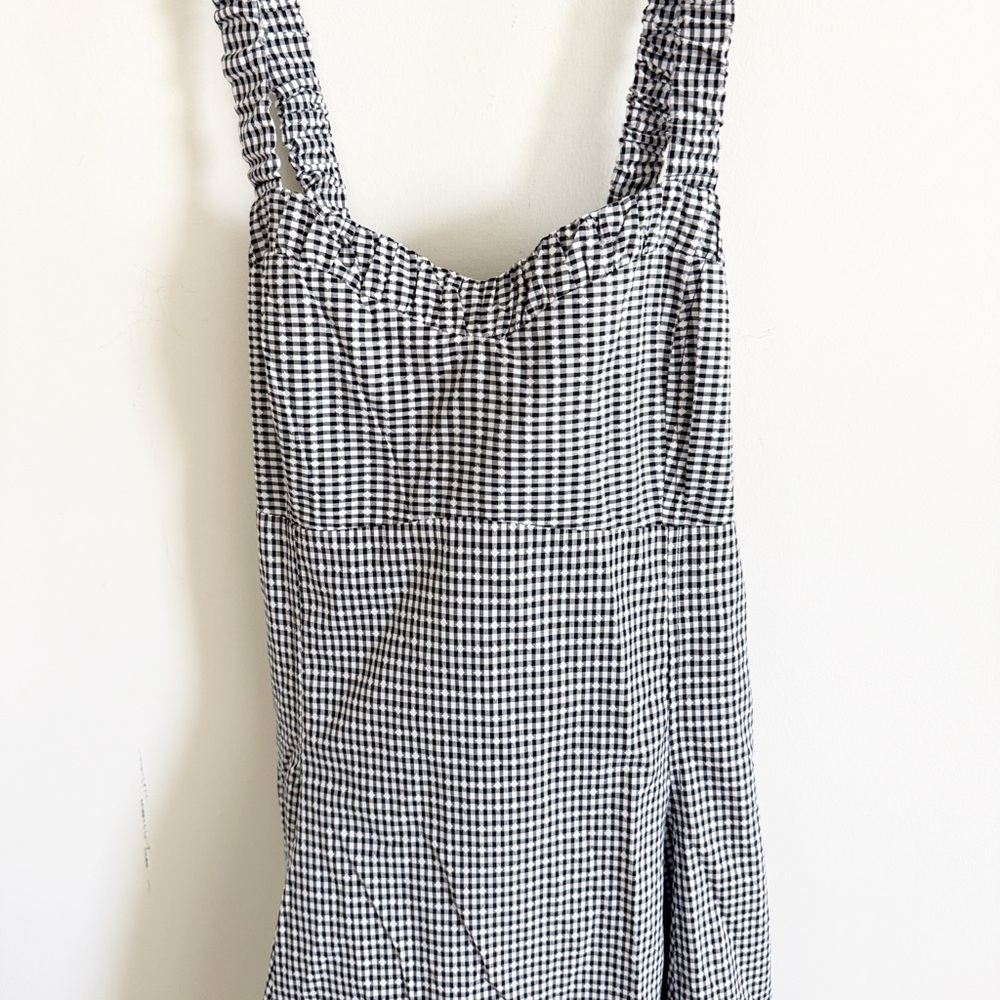 Anthropologie Maeve Sweatheart gingham Mini Dress Black White Pockets Sz XL - Picture 3 of 9